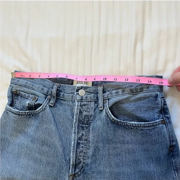 Agolde Lana Distressed Straight-Leg Jeans Backdrop Blue size 28 - Picture 14 of 16